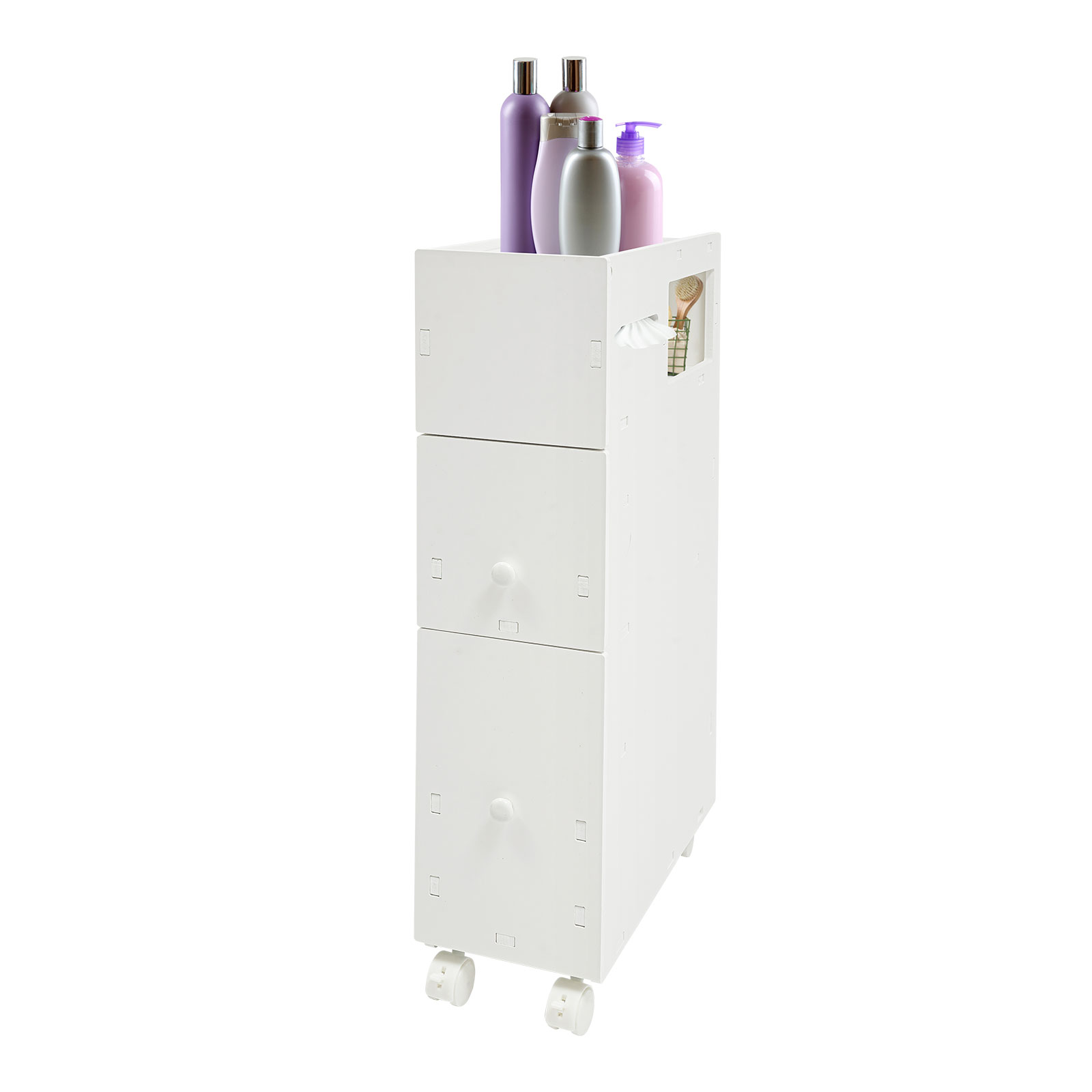 19 cm wide bathroom cabinet, toilet side cabinet - white BG231 brushless