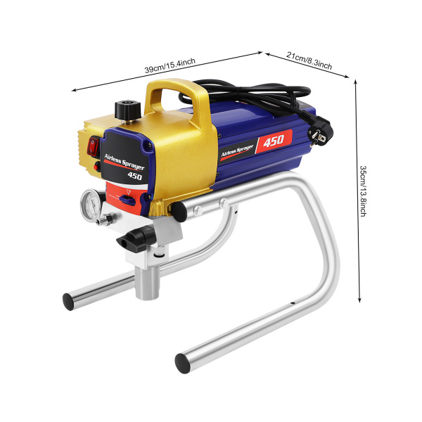 Airless Paint Sprayer 1.8KW Paint Spray System High Pressure Sprayer Paint Gun 2800ml/min High Pressure 2.2L/min Airless Paint Sprayer Machine