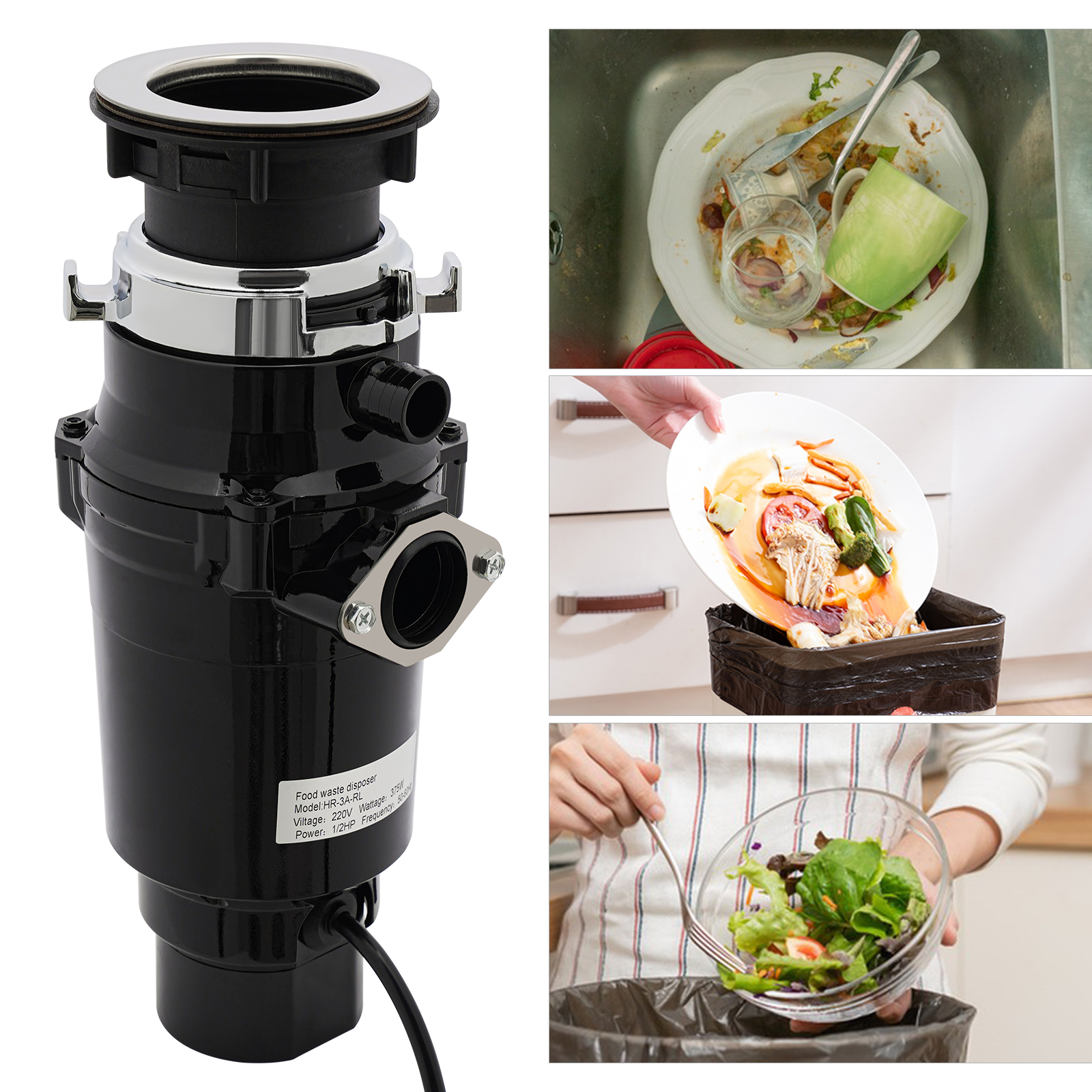 Food Garbage Disposal Food Waste Disposer Kitchen Sink Garbage Disposer (Black) Food Garbage Disposal Food Waste Disposer Kitchen Sink Garbage Disposer (Black)