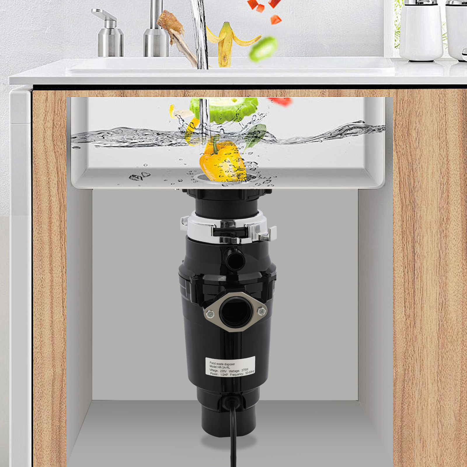 Food Garbage Disposal Food Waste Disposer Kitchen Sink Garbage Disposer (Black) Food Garbage Disposal Food Waste Disposer Kitchen Sink Garbage Disposer (Black)