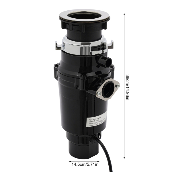 Food Garbage Disposal Food Waste Disposer Kitchen Sink Garbage Disposer (Black)