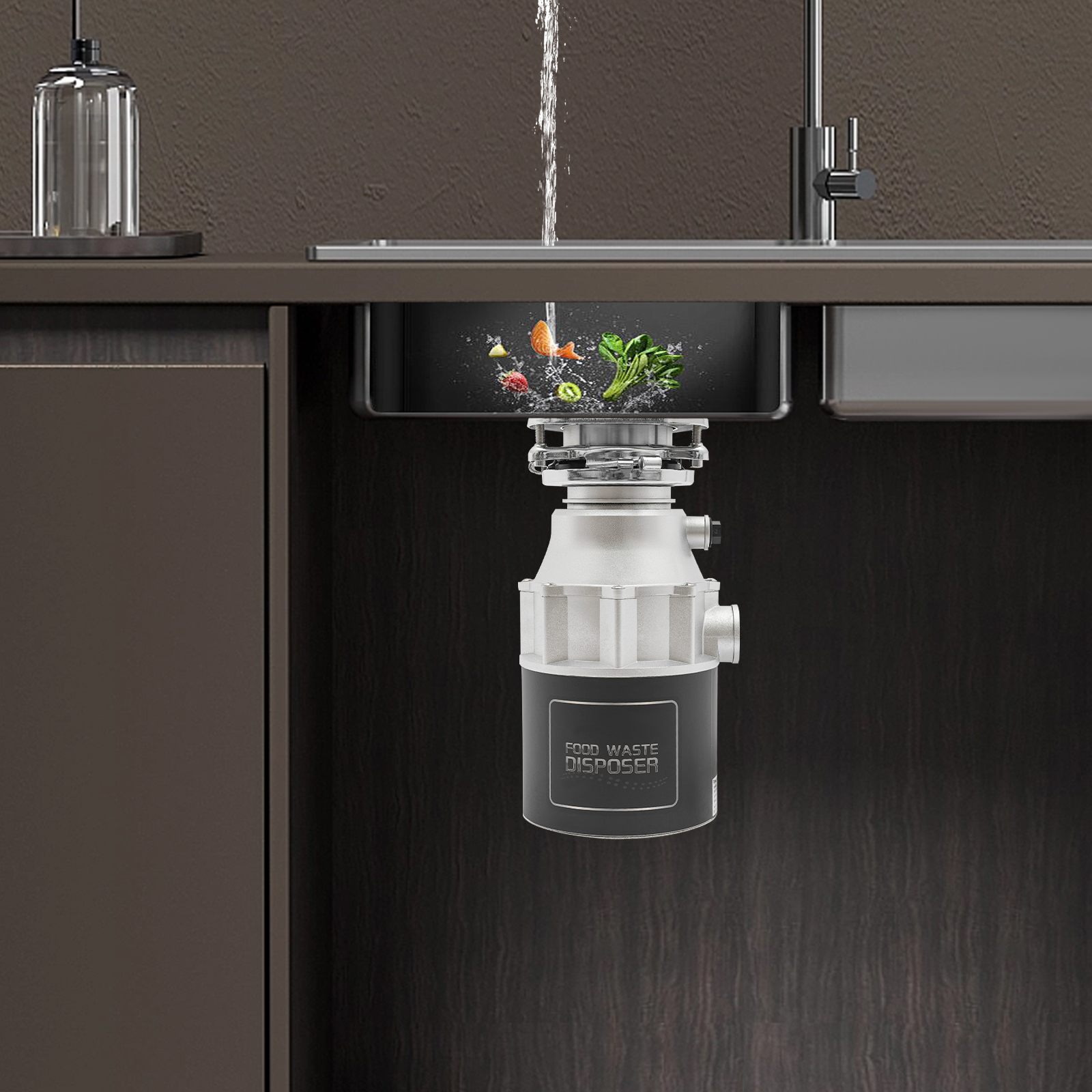 Kitchen Waste Disposer, Garbage Disposer with Power Cable, Food Waste Disposer