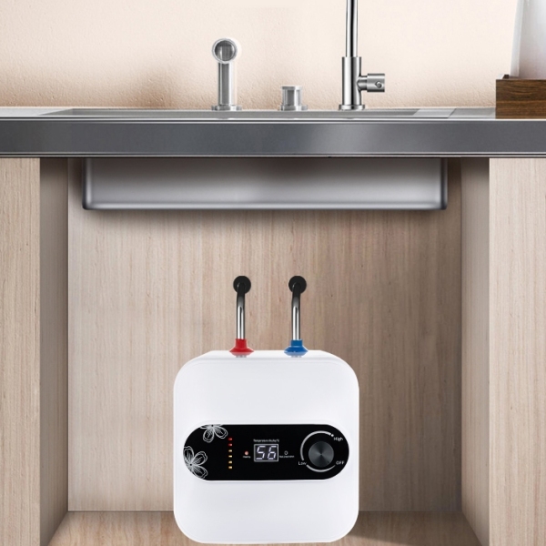 Mini Electric Tankless Water Heater 1500W 220V 8L with LED Temperature Indicator for Kitchen and Bathroom Quick Heating