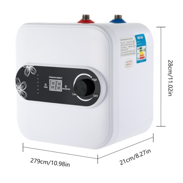 Mini Electric Tankless Water Heater 1500W 220V 8L with LED Temperature Indicator for Kitchen and Bathroom Quick Heating Mini Electric Tankless Water Heater 1500W 220V 8L with LED Temperature Indicator for Kitchen and Bathroom Quick Heating