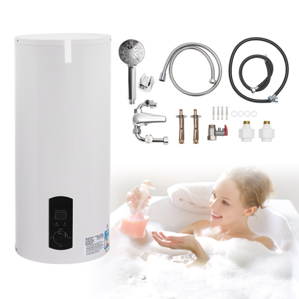 2KW 220V Electric Boiler Electric Storage Hot Water Spreader with Hand Shower 60L Electric Hot Water Heater Boiler Cylinder Storage Tank Heater 13.2gal 2KW 220V Electric Boiler Electric Storage Hot Water Spreader with Hand Shower 60L Electric Hot Water Heater Boiler Cylinder Storage Tank Heater 13.2gal