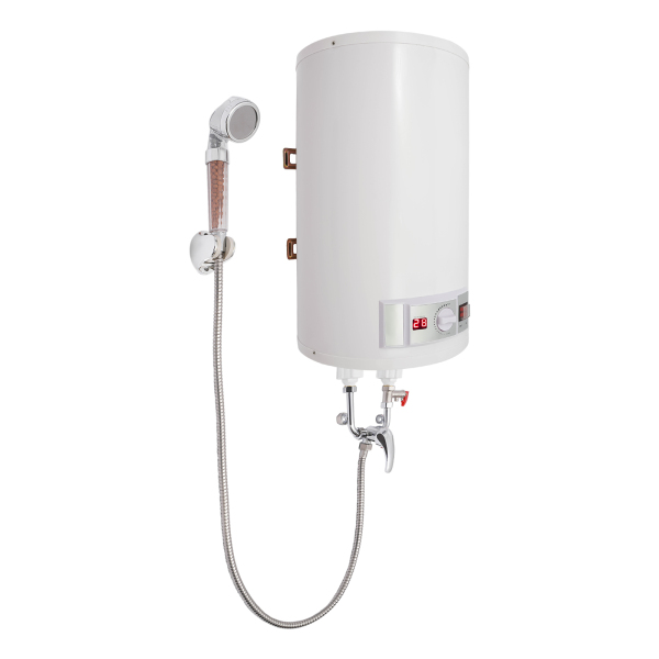 2000W Electric Tank Water Heater 35L Electric Water Heater Temperature (77-167°F) with Practical Shower Helpful Faucet Brass Drain Valve for Kitchens Toilets Flats