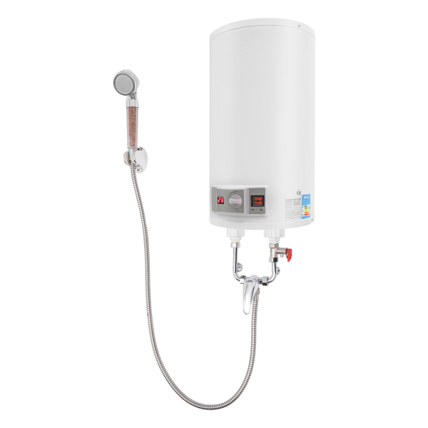 2000W Electric Tank Water Heater 35L Electric Water Heater Temperature (77-167°F) with Practical Shower Helpful Faucet Brass Drain Valve for Kitchens Toilets Flats