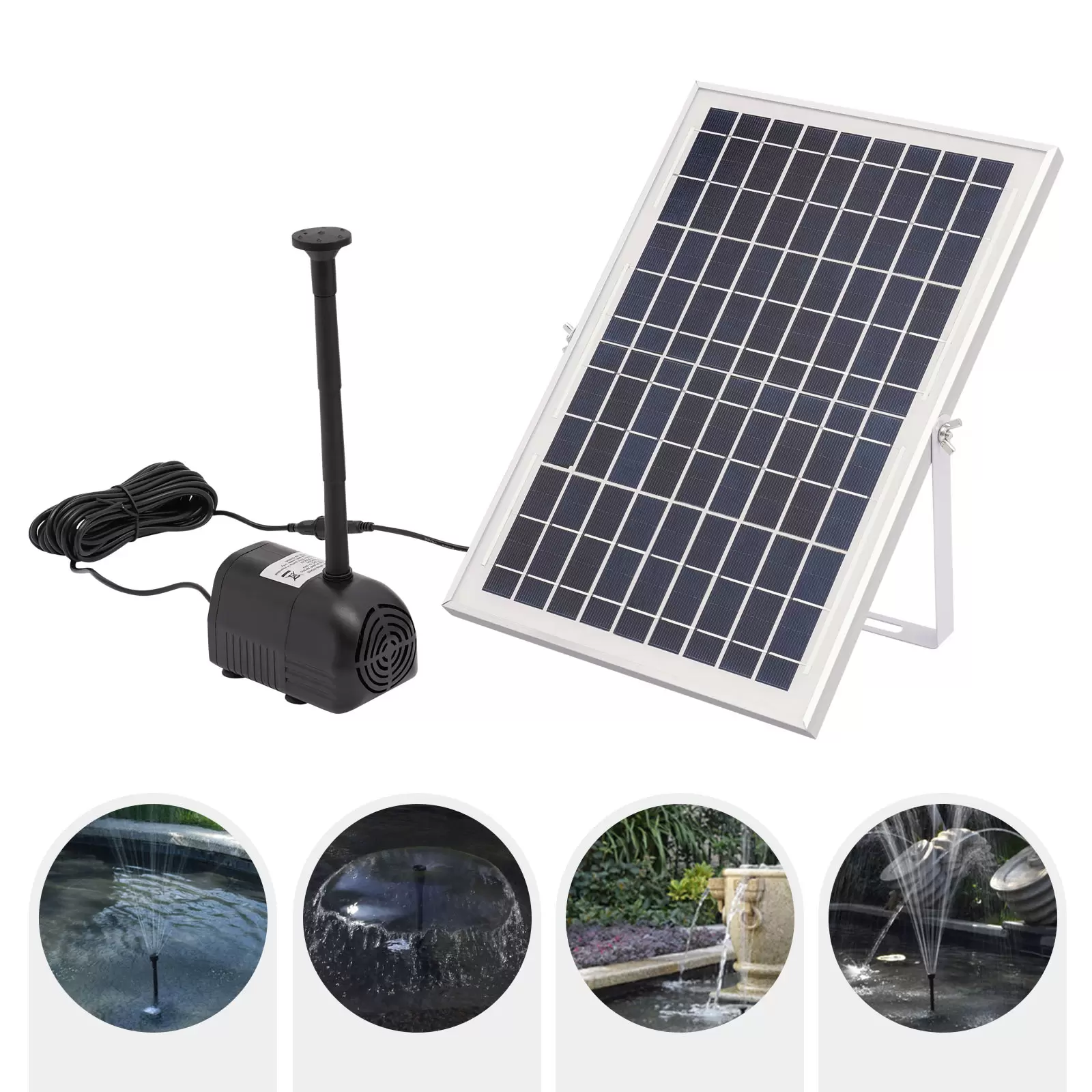 10W Solar Pond Pump Fountain Pump Fountain Garden Fountain Water Feature Fountain 1000L/H Solar Panel Powered Water Pump Garden Pool Pond