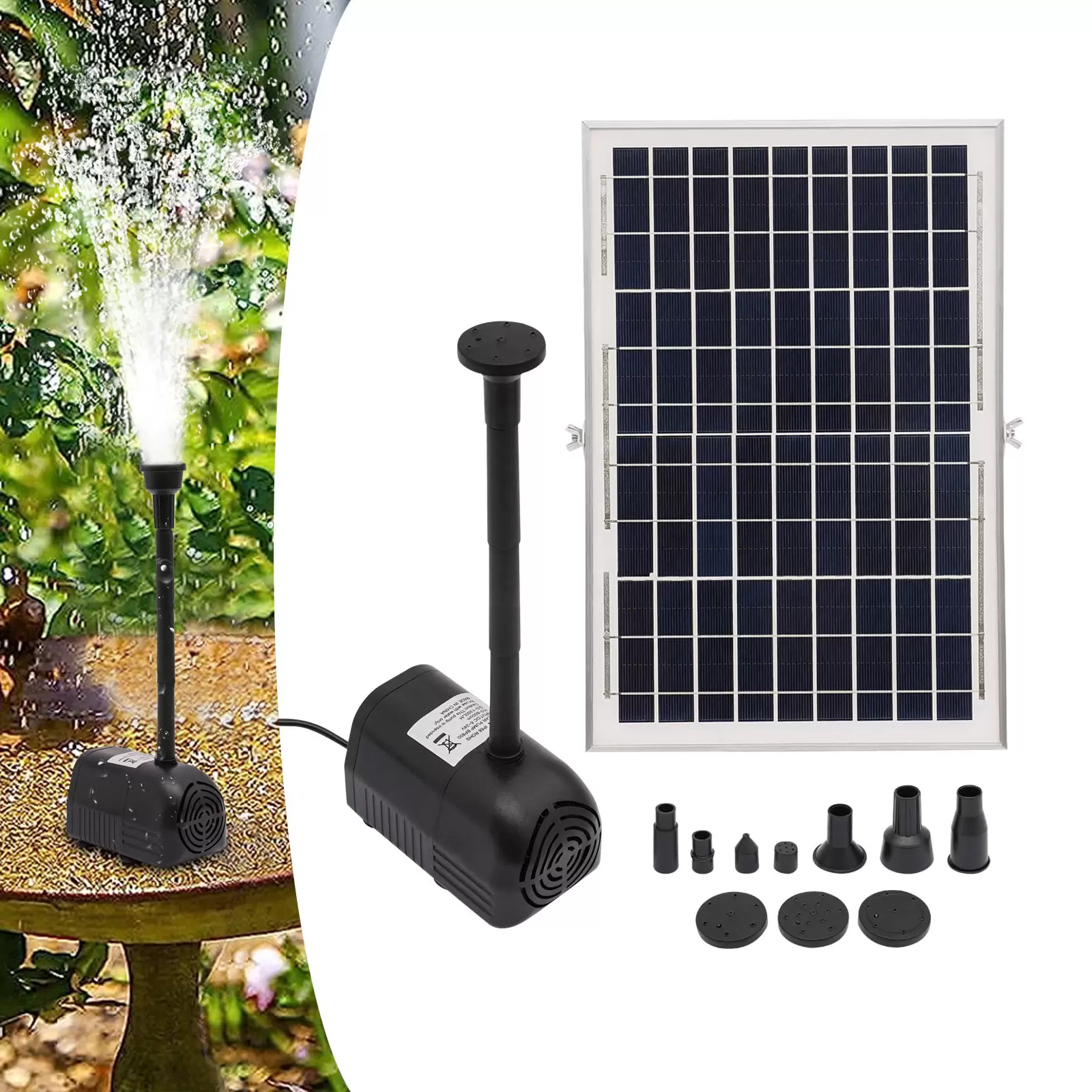 10W Solar Pond Pump Fountain Pump Fountain Garden Fountain Water Feature Fountain 1000L/H Solar Panel Powered Water Pump Garden Pool Pond