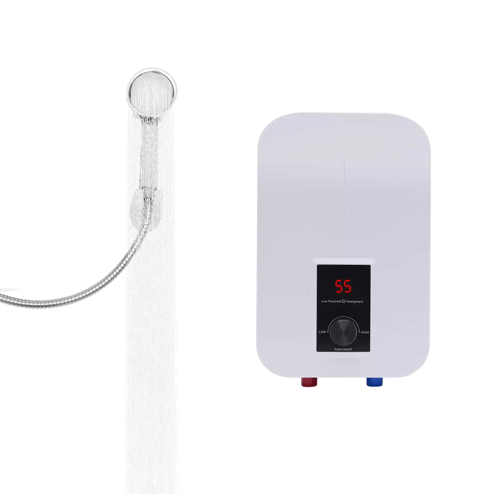 Mini Instant Kitchen Water Heater 6500W, Tankless Shower Water Heater 220V Mini Low Pressure Tank