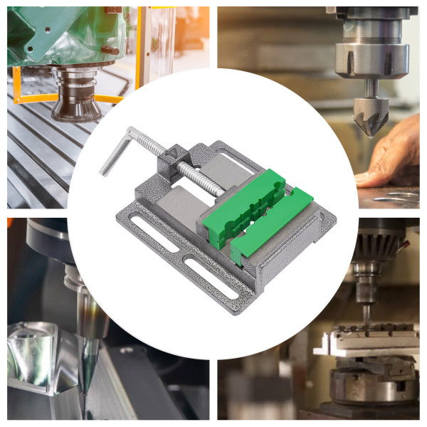 Tools Drill Press Vise Metal Drill Press Vice Workbench Drill Vise Clamp with 2 Pieces Magnetic Vise Pads Multi Grooved Pads Set (4 Inch)