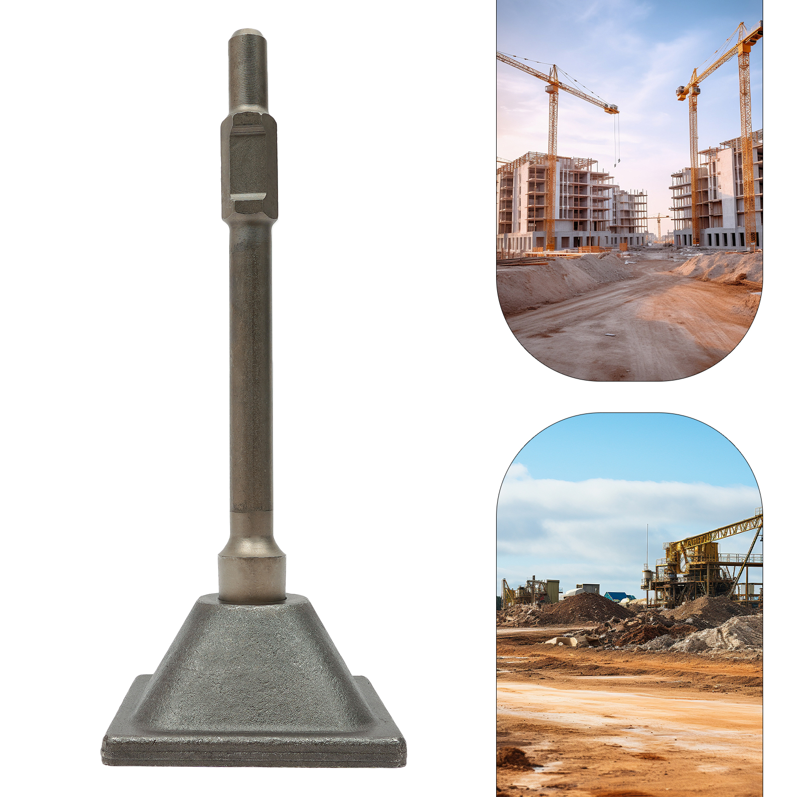 Hex Jack Hammer Tamper Shank and Plate, Tamper Shank and Plate, Hexagonal Rammer