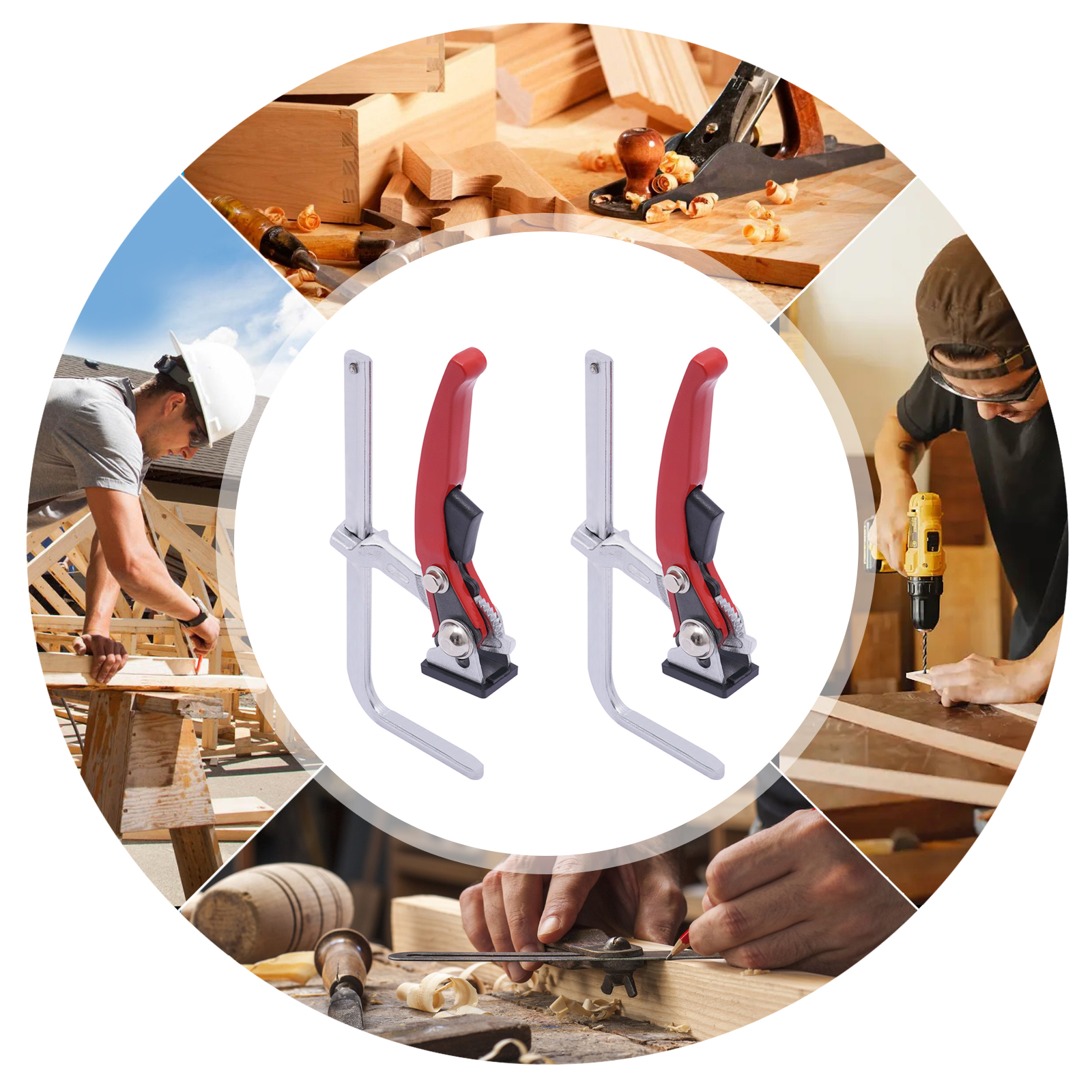 2PCS 40CR Quick Ratchet Guide Rail Table Saw Wood Clamp Ratchet Clamp Used To Hold Workpieces For Gluing Welding Grinding 8.1*3.4inch Modern