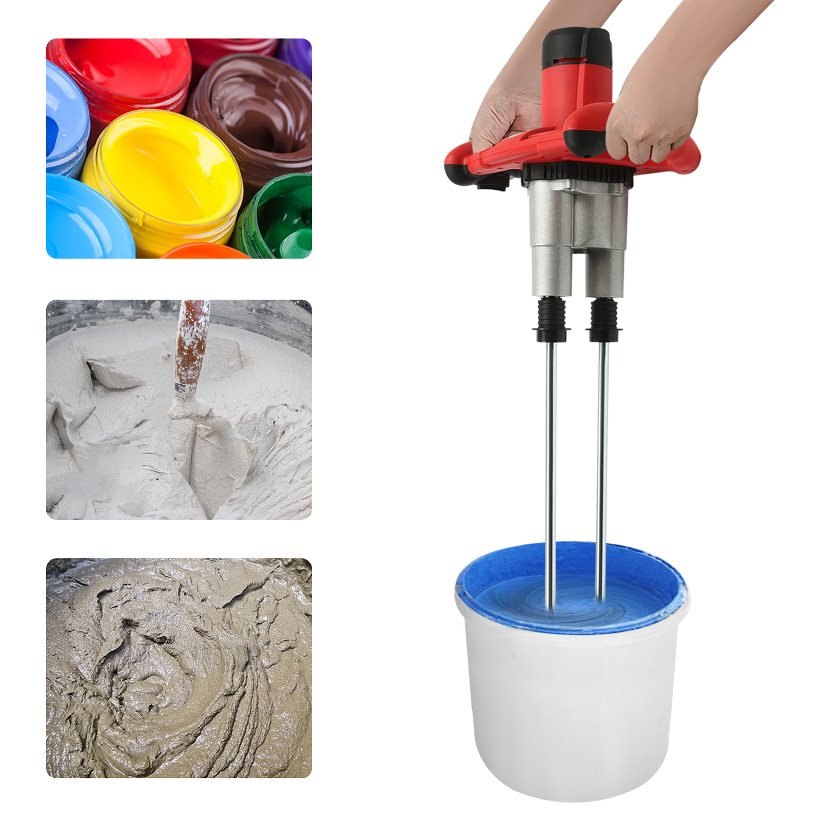 1800W Paint and Mortar Agitator Mixers for Concrete Paint Bitumen 6 Speeds Optional Work In Chemical Pharmaceutical Feed Construction Red