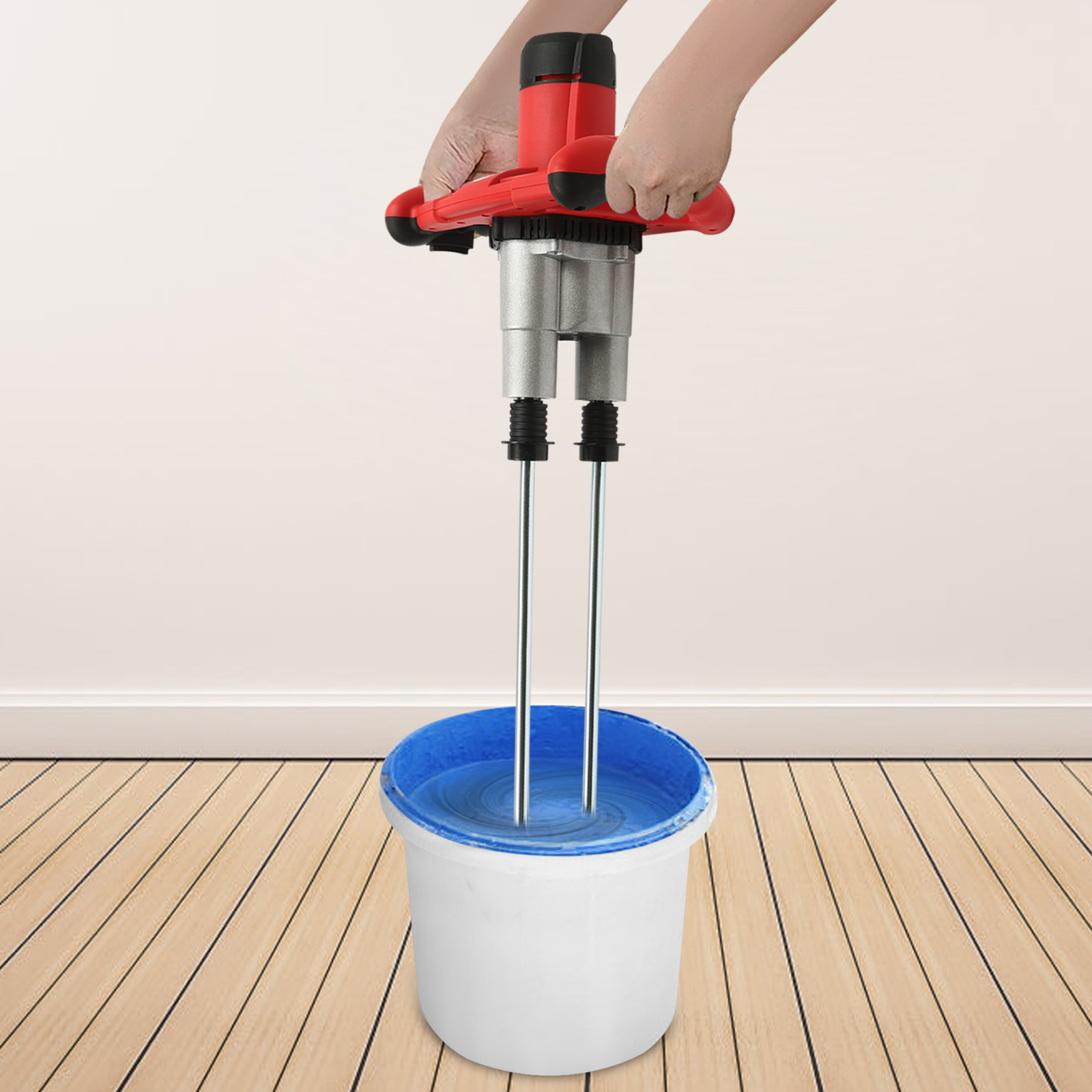 1800W Paint and Mortar Agitator Mixers for Concrete Paint Bitumen 6 Speeds Optional Work In Chemical Pharmaceutical Feed Construction Red