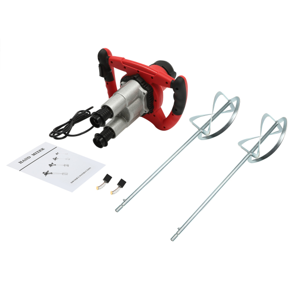1800W Paint and Mortar Agitator Mixers for Concrete Paint Bitumen 6 Speeds Optional Work In Chemical Pharmaceutical Feed Construction Red