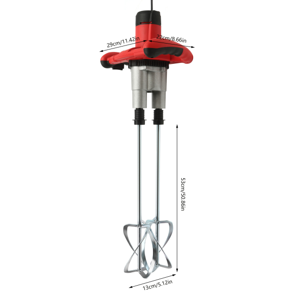 1800W Paint and Mortar Agitator Mixers for Concrete Paint Bitumen 6 Speeds Optional Work In Chemical Pharmaceutical Feed Construction Red