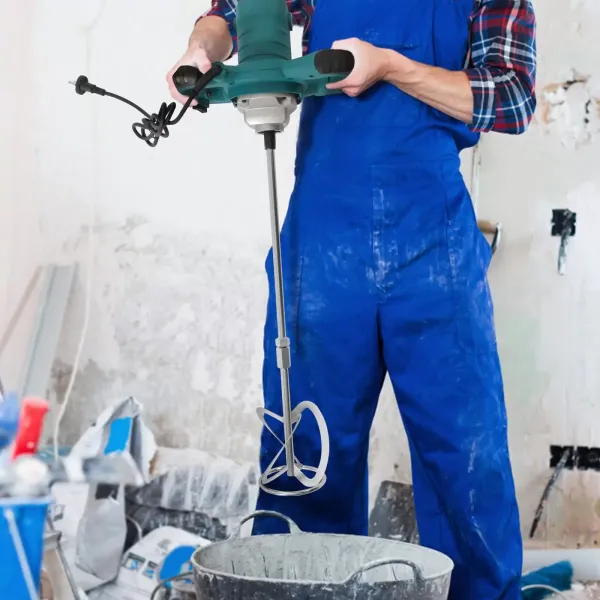 2100W Portable Concrete Mixer 6 Speed Adjustable Electric Mixer with S-shape Mixing Head Hand Mixer for Cement Concrete
