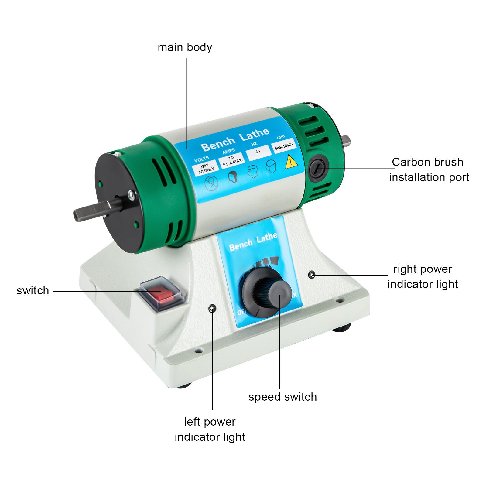 Table Polisher Polishing Machine Lathe Grinder Polishing Motor 10000 rpm/min 320W 220V Speed Polisher For Cutting Carving Drilling Grinding