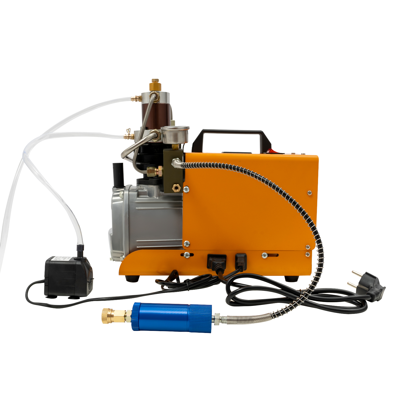 Portable PCP Air Compressor Pump High Pressure Air Compressor Pump Electric Air Pump 1.8KW 13.4*7.1*13.4in For Industrial Pipeline Testing Orange