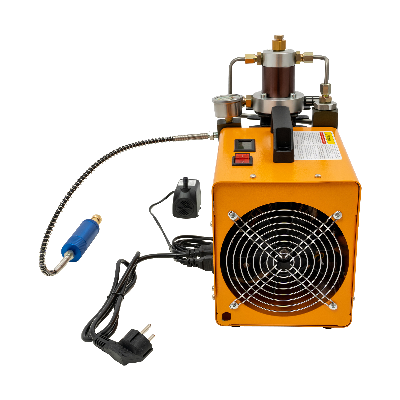 Portable PCP Air Compressor Pump High Pressure Air Compressor Pump Electric Air Pump 1.8KW 13.4*7.1*13.4in For Industrial Pipeline Testing Orange