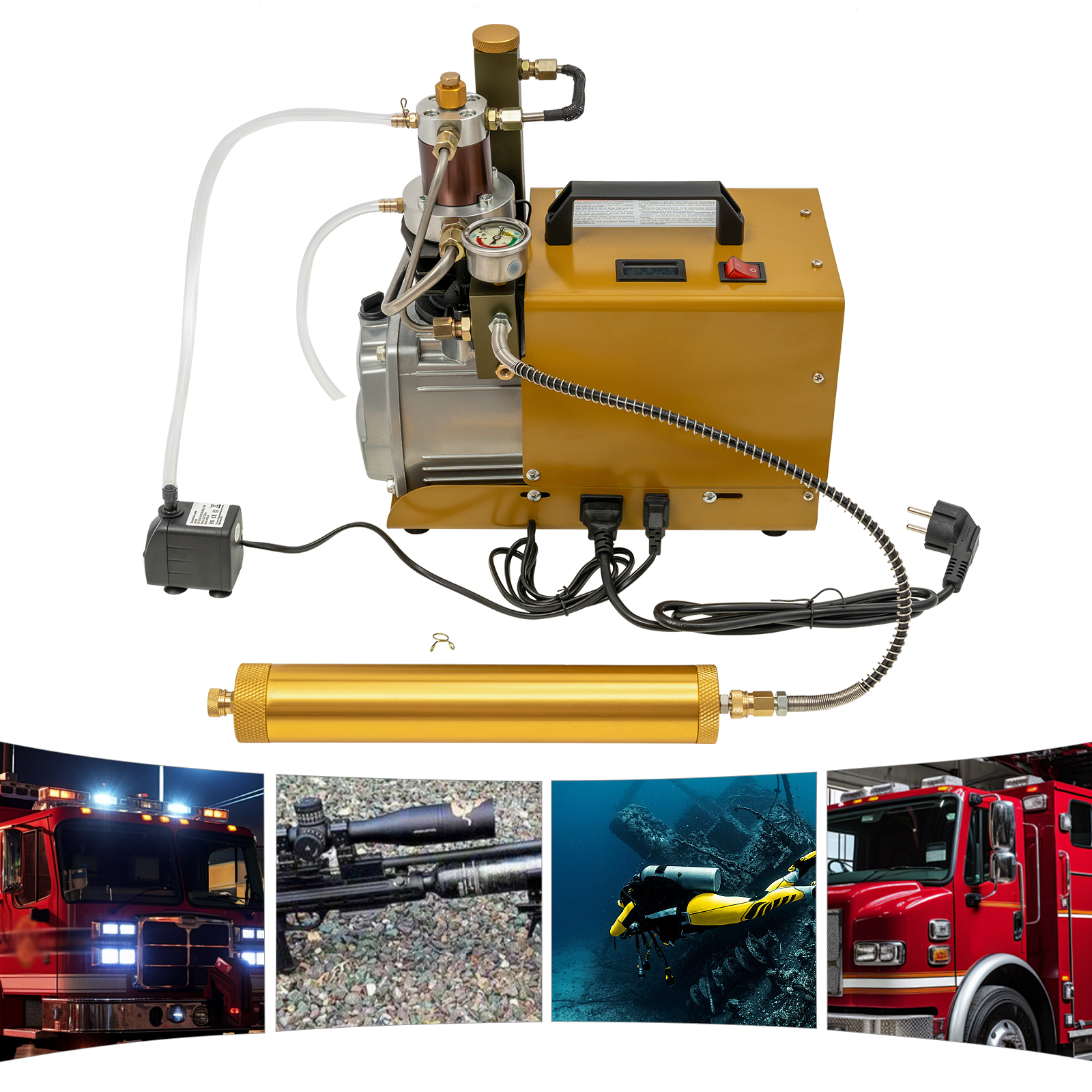 High-pressure Air Pump High Pressure Air Compressor Pump Electric Air Pump Suitable For Industrial Pipeline Testing 13.4*7.1*13.4in Yellow