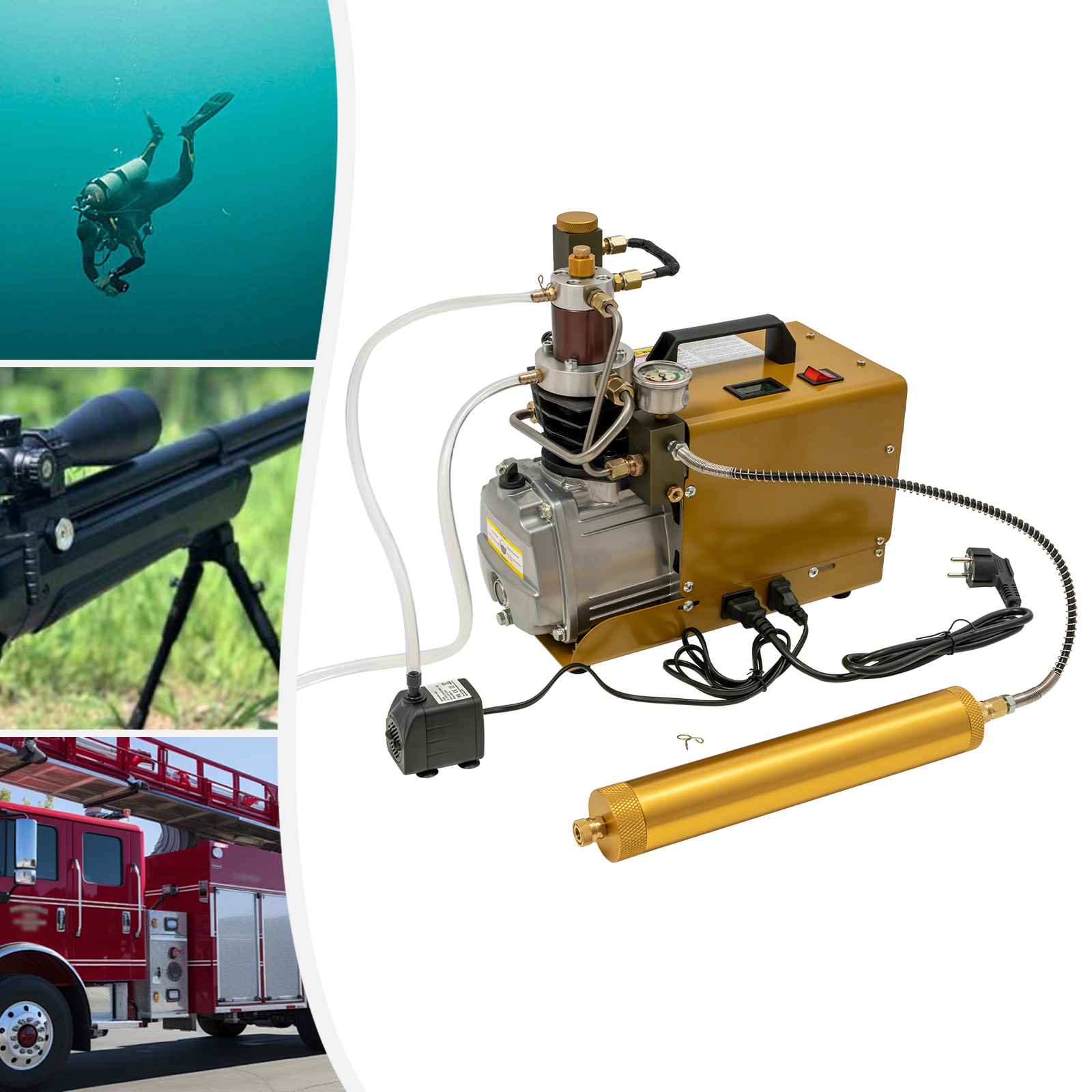 High-pressure Air Pump High Pressure Air Compressor Pump Electric Air Pump Suitable For Industrial Pipeline Testing 13.4*7.1*13.4in Yellow