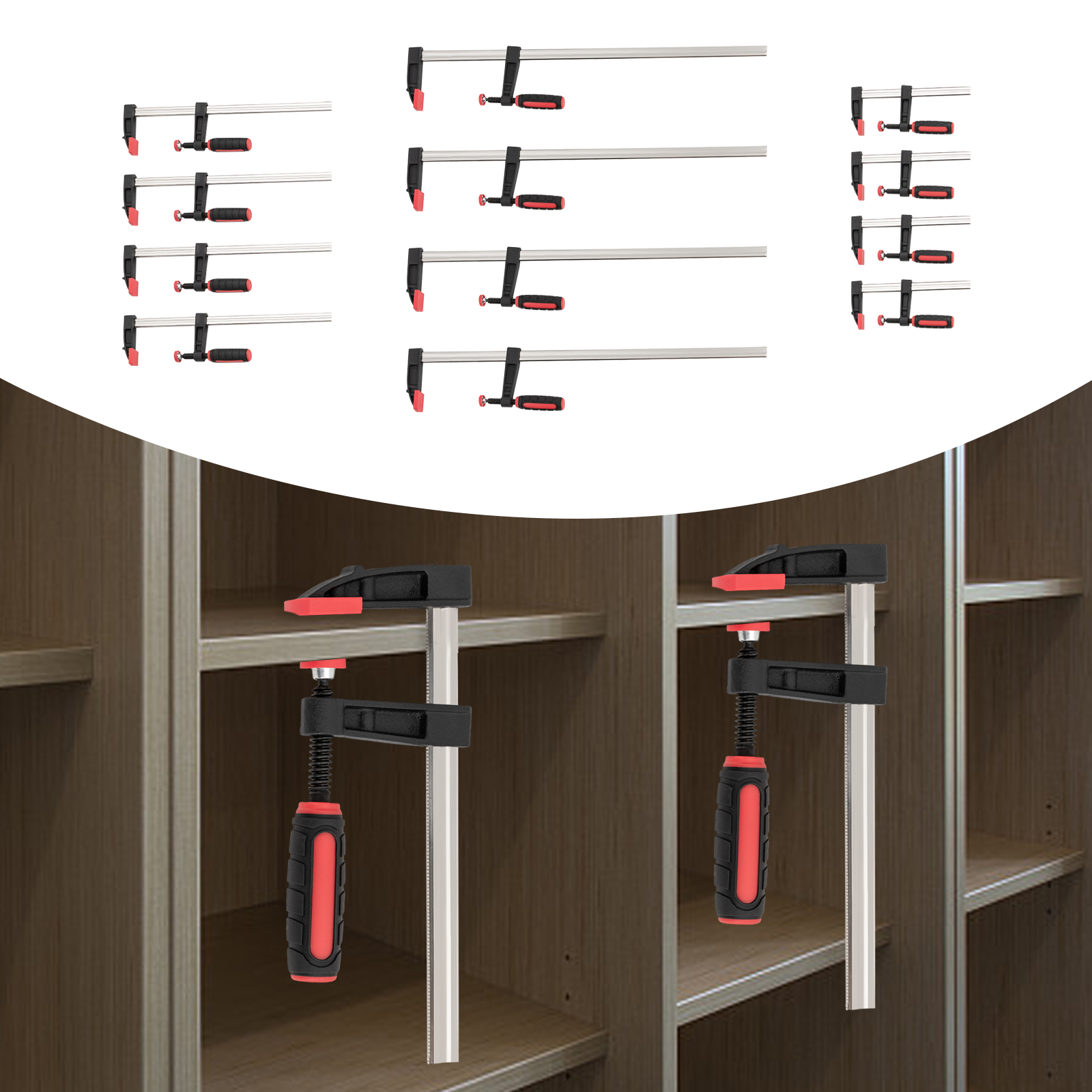 12 Bar clamps F-shaped Bar Clamps F-shaped Woodworking Clamps For Gluing Clamping And Securing Furniture Metalworking Black