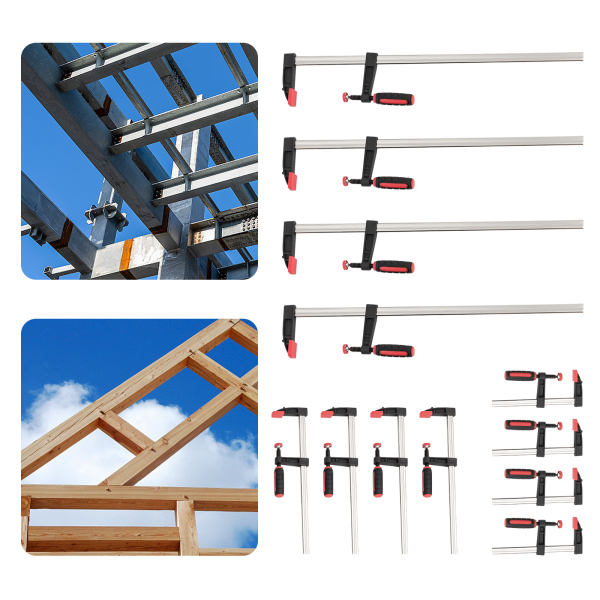 12 Bar clamps F-shaped Bar Clamps F-shaped Woodworking Clamps For Gluing Clamping And Securing Furniture Metalworking Black