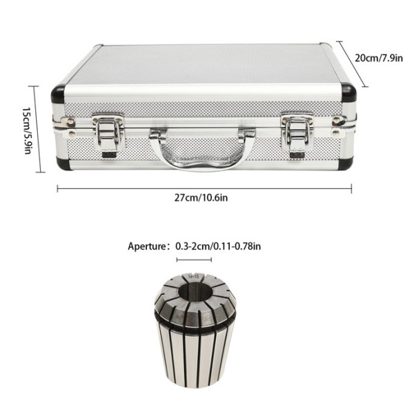 Set of 18 ER32 Collets 2-20mm ER32 Wrench MT3 Shank with Aluminum Alloy Carrying Case Engraving Machine BOX Aluminum Alloy Spring Steel Set of 18 ER32 Collets 2-20mm ER32 Wrench MT3 Shank with Aluminum Alloy Carrying Case Engraving Machine BOX Aluminum Alloy Spring Steel