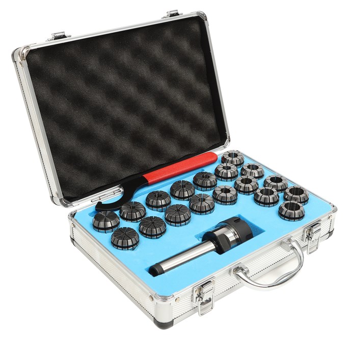 Set of 18 ER32 Collets 2-20mm ER32 Wrench MT3 Shank with Aluminum Alloy Carrying Case Engraving Machine BOX Aluminum Alloy Spring Steel