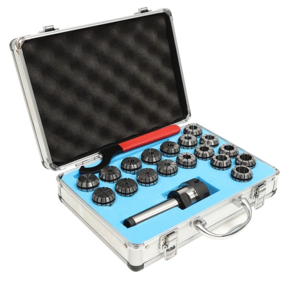 Set of 18 ER32 Collets 2-20mm ER32 Wrench MT3 Shank with Aluminum Alloy Carrying Case Engraving Machine BOX Aluminum Alloy Spring Steel