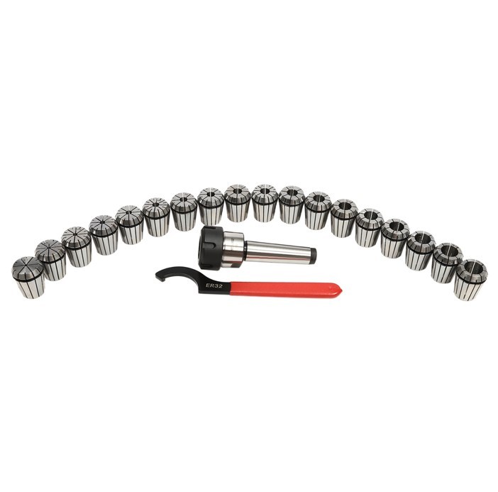 Set of 18 ER32 Collets 2-20mm ER32 Wrench MT3 Shank with Aluminum Alloy Carrying Case Engraving Machine BOX Aluminum Alloy Spring Steel