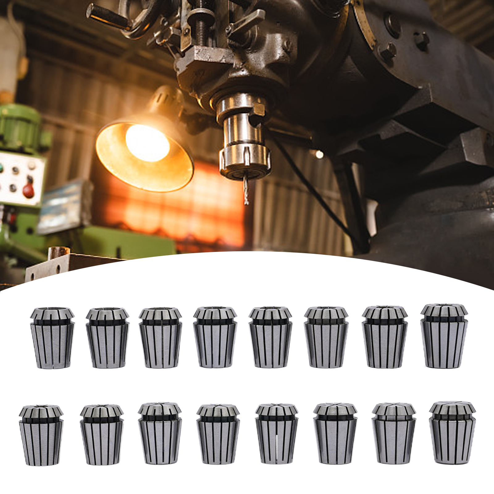 16PC ER25 Milling Spring Collet, 1-16mm CNC Drill Milling Machine Chuck Chuck, Clamping range: 1-16mm, Silver 16PC ER25 Milling Spring Collet, 1-16mm CNC Drill Milling Machine Chuck Chuck, Clamping range: 1-16mm, Silver