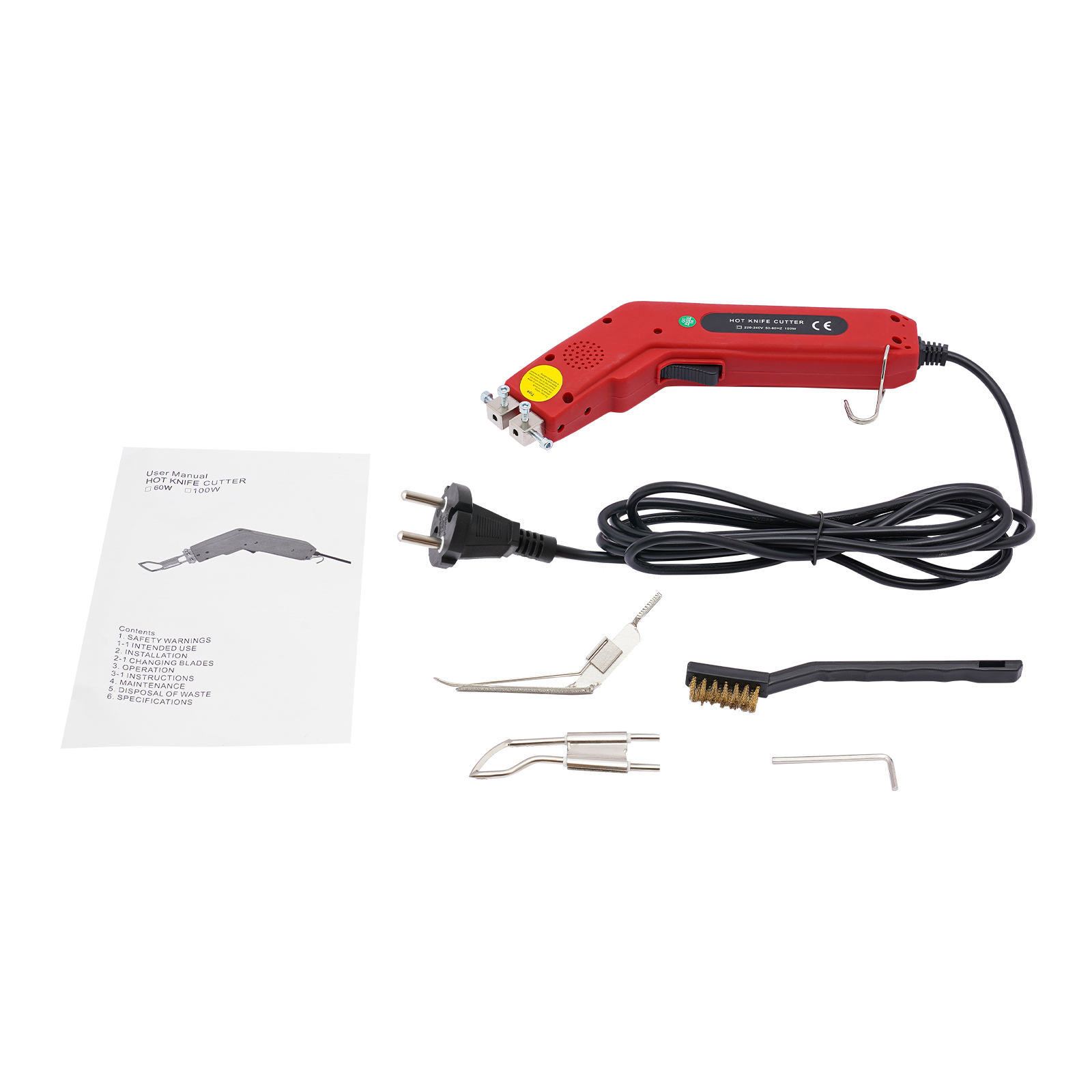 100W Fabric Rope Cutter Professional Electric Heat Sealer Cutter with Adjustable Power 220-240V 9.8*1.3*2in Used Both Indoors Red