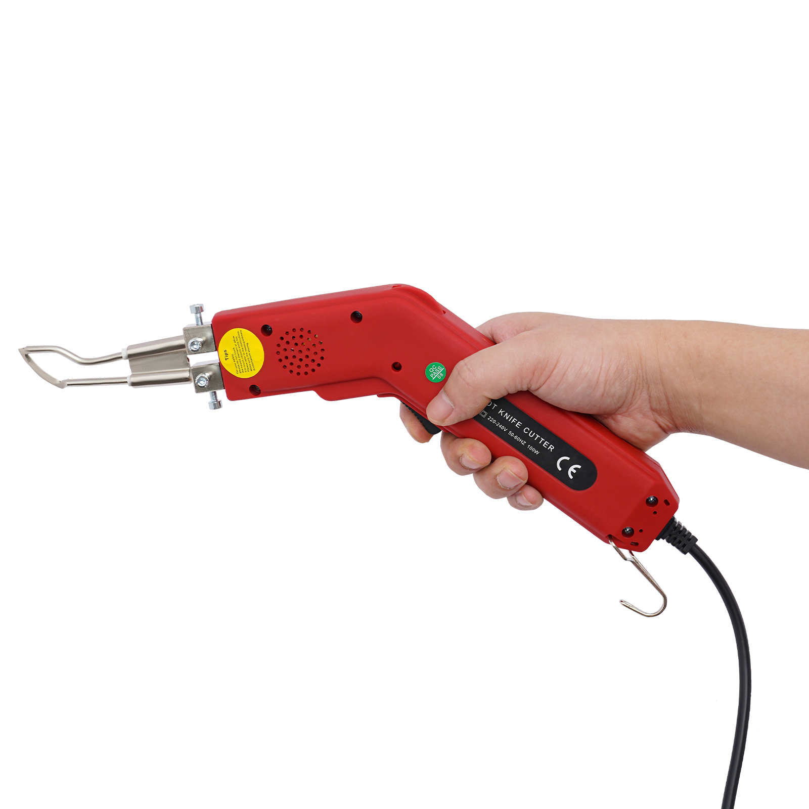 100W Fabric Rope Cutter Professional Electric Heat Sealer Cutter with Adjustable Power 220-240V 9.8*1.3*2in Used Both Indoors Red