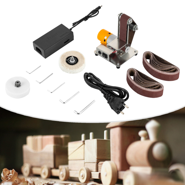 Mini Belt Sander Electric Bench Grinder Sanding Machine Table Top Grinder Polisher Suitable For Metal Grinding DIY Woodworking Knife Making Jewelry Making