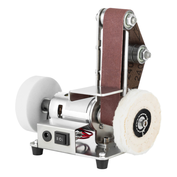 Mini Belt Sander Electric Bench Grinder Sanding Machine Table Top Grinder Polisher Suitable For Metal Grinding DIY Woodworking Knife Making Jewelry Making