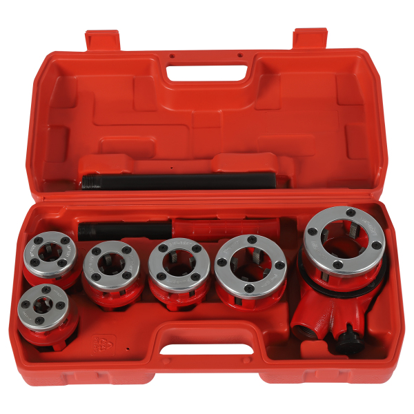 Pipe Threader Kit with Ratchet Pipe Threader Kit for Plumbers with 6 Dies and Storage Case For Galvanized Pipes PPR Pipes Copper Pipes