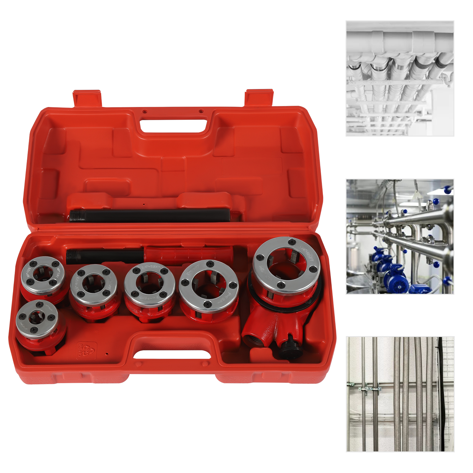 Pipe Threader Kit with Ratchet Pipe Threader Kit for Plumbers with 6 Dies and Storage Case For Galvanized Pipes PPR Pipes Copper Pipes Pipe Threader Kit with Ratchet Pipe Threader Kit for Plumbers with 6 Dies and Storage Case For Galvanized Pipes PPR Pipes Copper Pipes