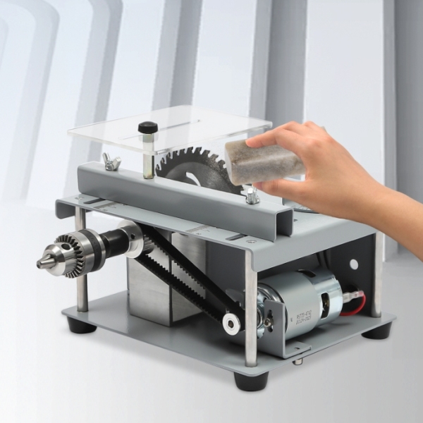 CNCEST Mini Table Saw Woodworking Bench Saw DIY Cutting Tool Table Saw Set 10000rpm Used In Homes DIY Studios Silver