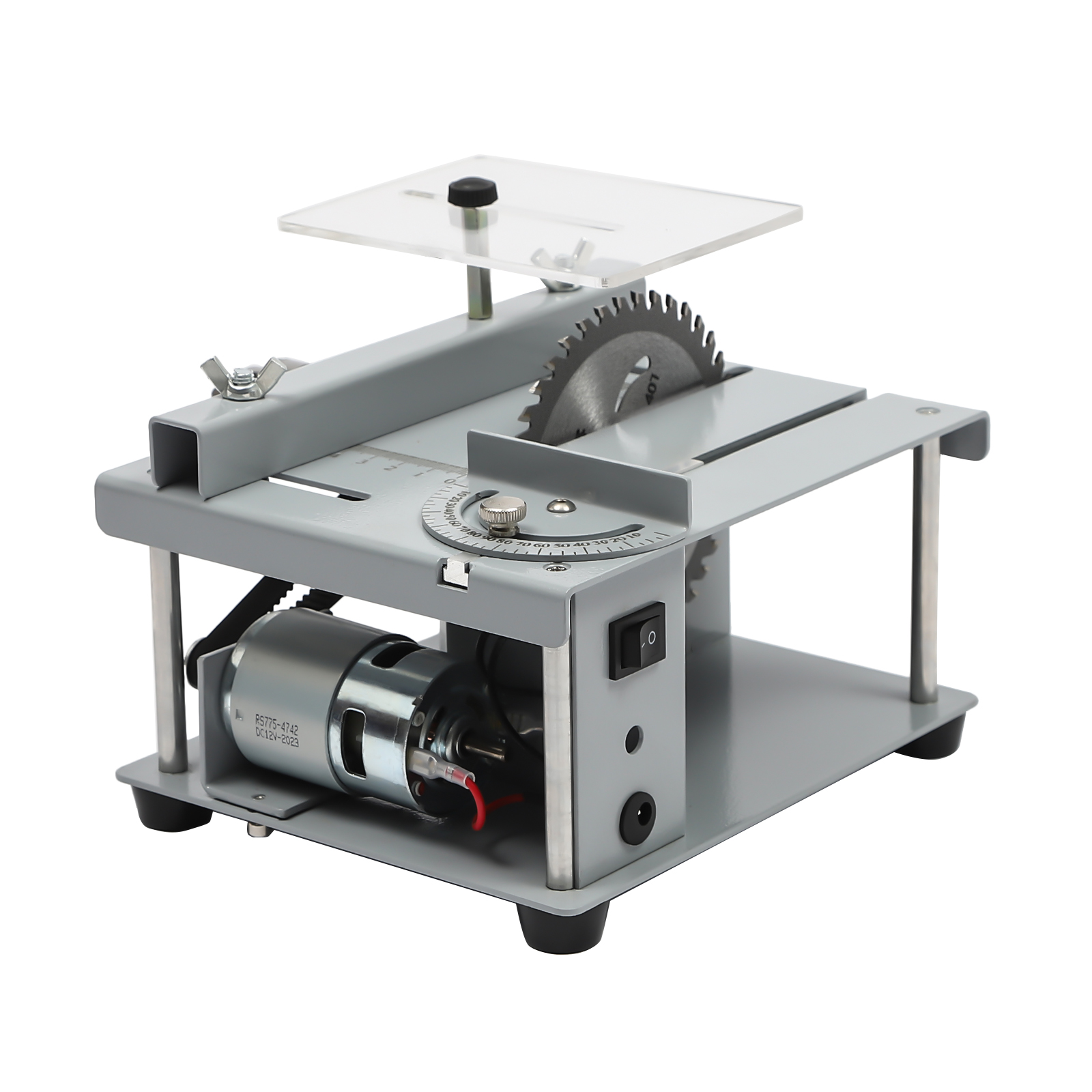 CNCEST Mini Table Saw Woodworking Bench Saw DIY Cutting Tool Table Saw Set 10000rpm Used In Homes DIY Studios Silver