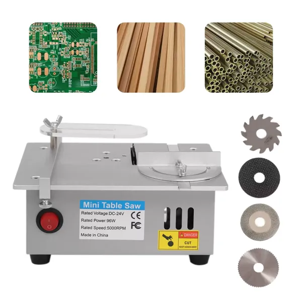 Mini Hobby Table Saw Handmade Woodworking Bench Saw DIY Model Crafts Cutting Tool with Adjustable Power Supply 63mm HSS Circular Saw Blade (R2) 