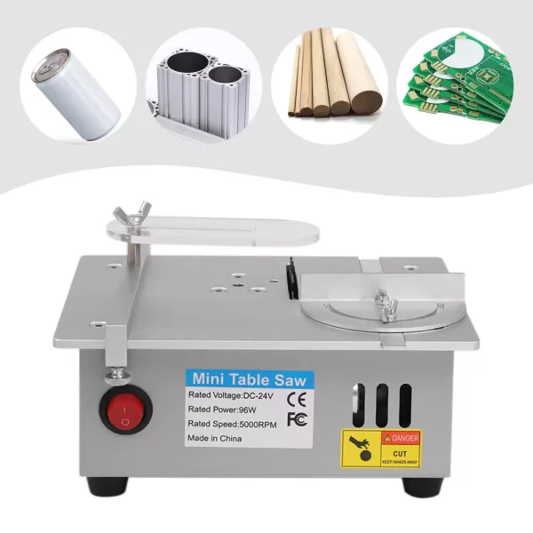 Mini Hobby Table Saw Handmade Woodworking Bench Saw DIY Model Crafts Cutting Tool with Adjustable Power Supply 63mm HSS Circular Saw Blade (R2) 
