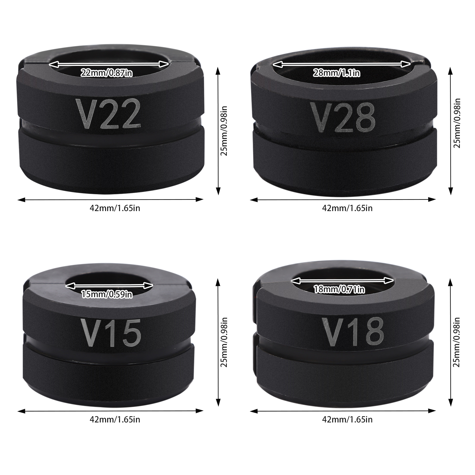 V15/18/22/28 Crimping Dies, Press Jaws for Pipe Crimping Pliers, Crimping Pliers Pipe Press Jaw Set V15/18/22/28 Crimping Dies, Press Jaws for Pipe Crimping Pliers, Crimping Pliers Pipe Press Jaw Set