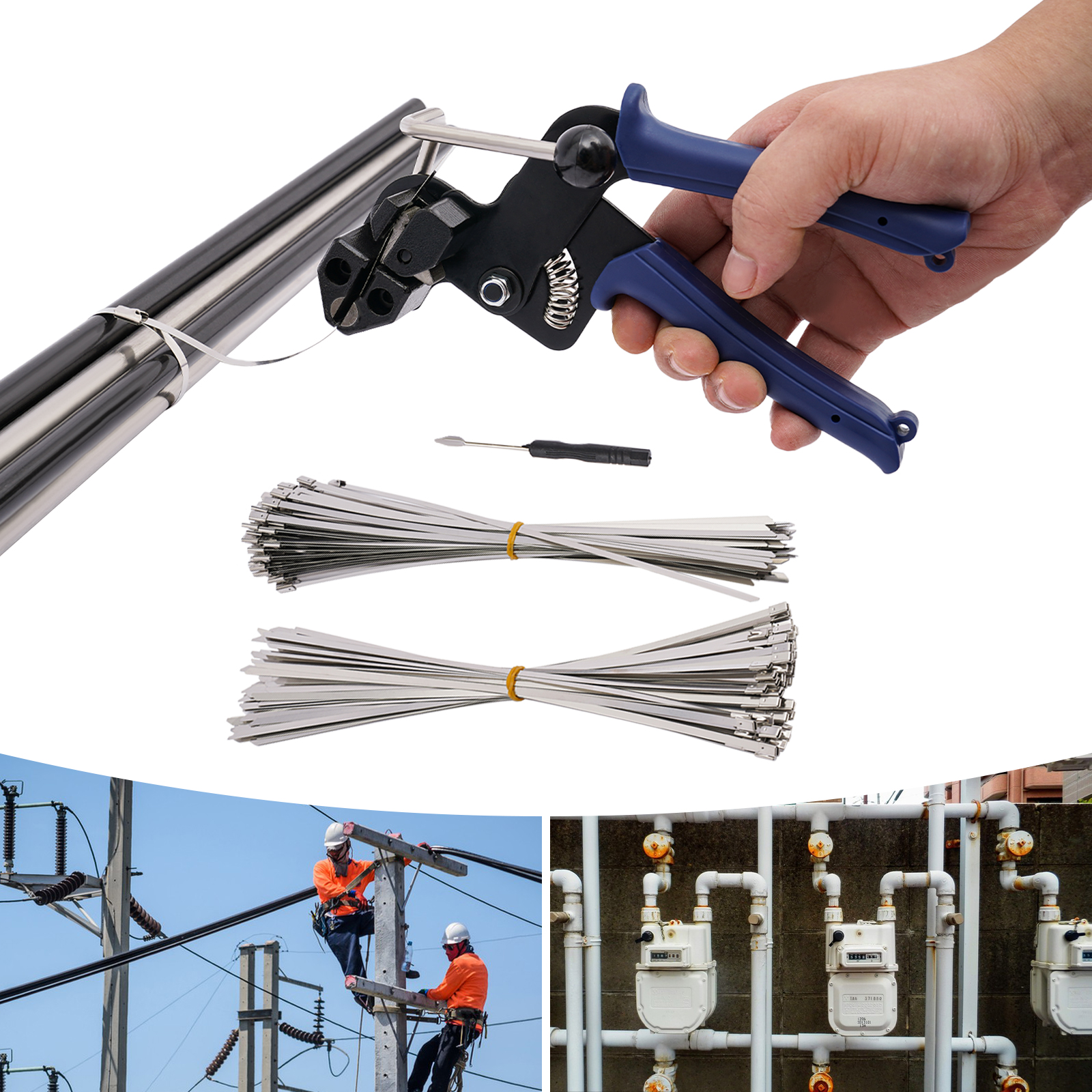 200PCS Metal Tie Wrap Gun Zip Tie Tool Cable Tie Gun for Stainless Steel Cable Ties 4.8 * 300mm Stainless Steel Cable Ties 200PCS Metal Tie Wrap Gun Zip Tie Tool Cable Tie Gun for Stainless Steel Cable Ties 4.8 * 300mm Stainless Steel Cable Ties