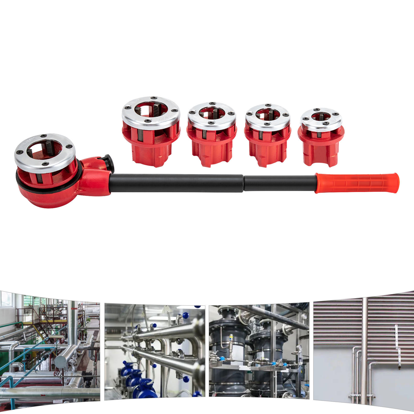 5 Dies (3/8", 1/2", 3/4", 1", 1-1/4") Pipe Threading Tool Set, Pipe Threading Tool Set, Cutting Tool Set for Plumbers 5 Dies (3/8", 1/2", 3/4", 1", 1-1/4") Pipe Threading Tool Set, Pipe Threading Tool Set, Cutting Tool Set for Plumbers