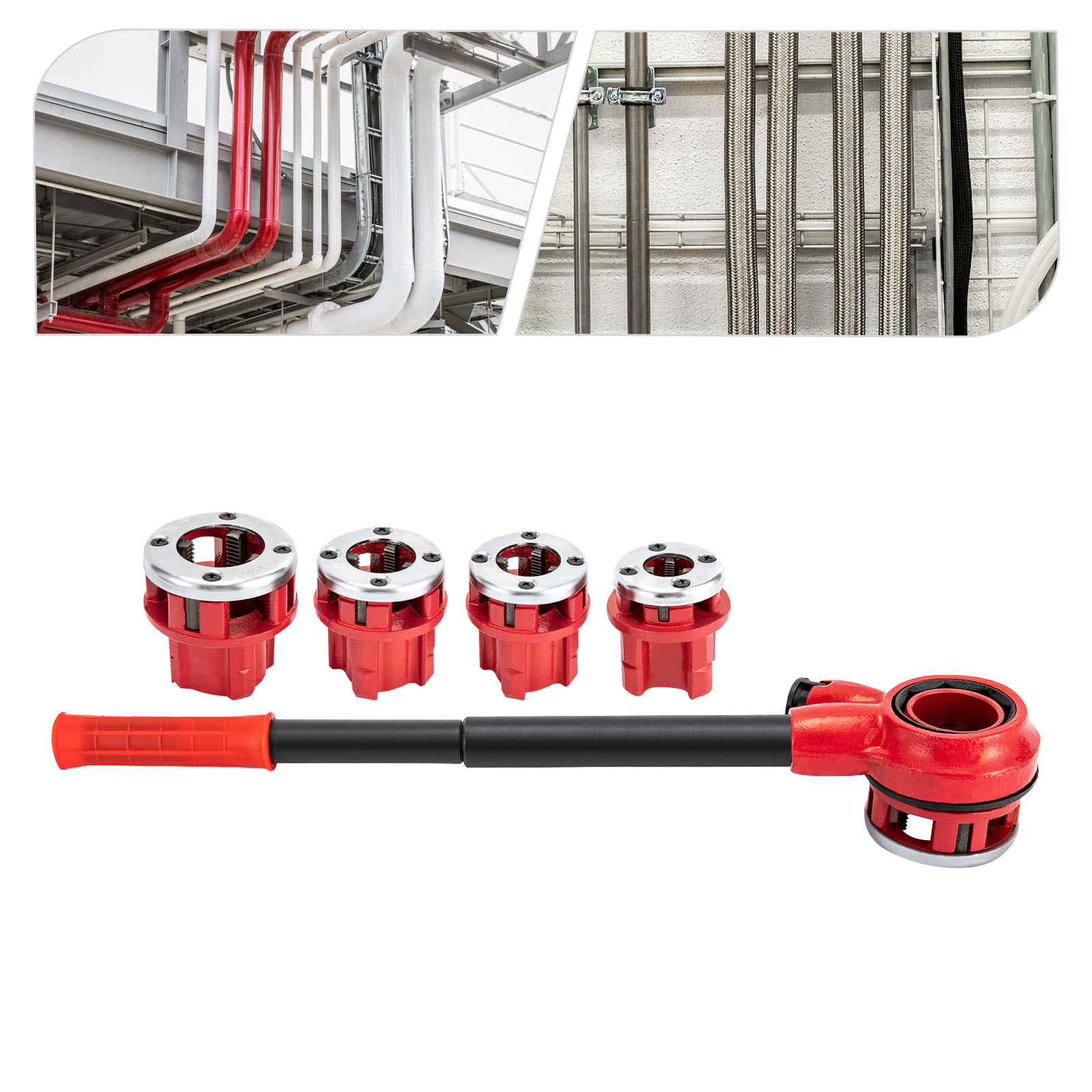 5 Dies (3/8", 1/2", 3/4", 1", 1-1/4") Pipe Threading Tool Set, Pipe Threading Tool Set, Cutting Tool Set for Plumbers 5 Dies (3/8", 1/2", 3/4", 1", 1-1/4") Pipe Threading Tool Set, Pipe Threading Tool Set, Cutting Tool Set for Plumbers