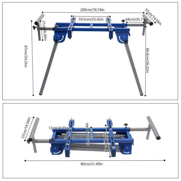 Crosscut Saw Work Table, Saw Table, Underframe Machine Table, adjustable and foldable design