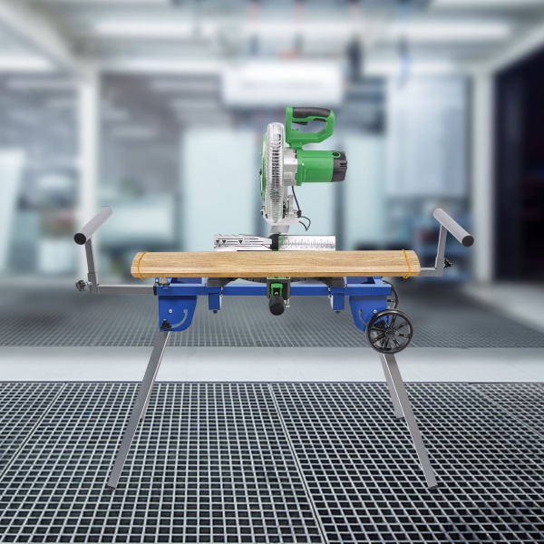 Crosscut saw work table, folding saw table, underframe machine table, for 7 to 14 inch crosscut saws, mitre saws, belt sanders, planers and other bench tools